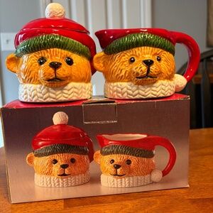 Vintage Ceramic Bear Sugar & Creamer, Excellent Condition